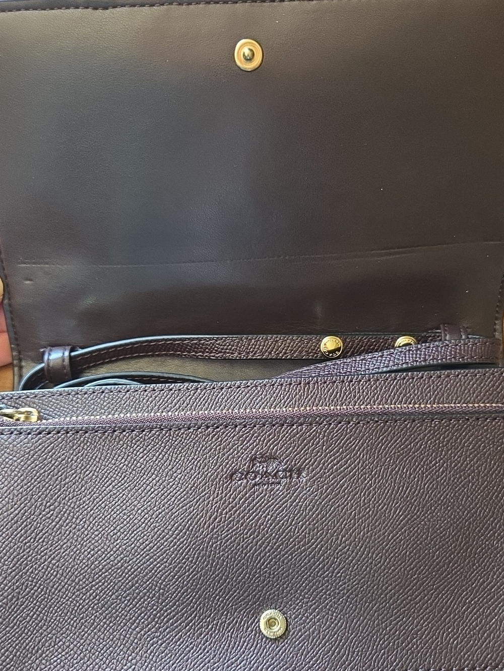COACH Hayden Accordian Zip Metallic Ox Blood Snake Print Patchwork Wallet Clutch - Picture 14 of 14